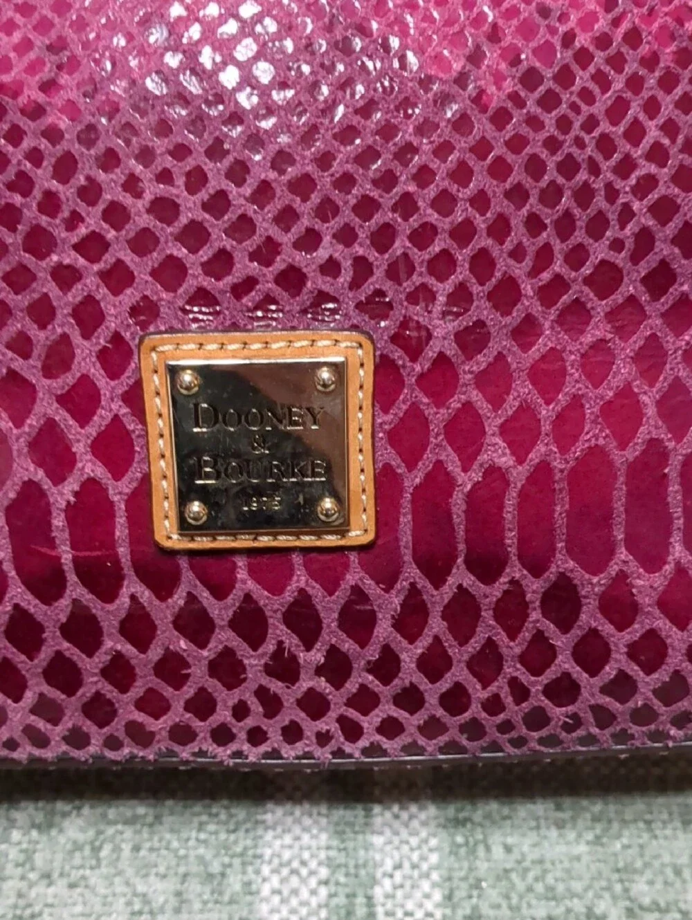 Dooney & Bourke Erica Snake-Embossed Hobo in Magenta with Tan Trim